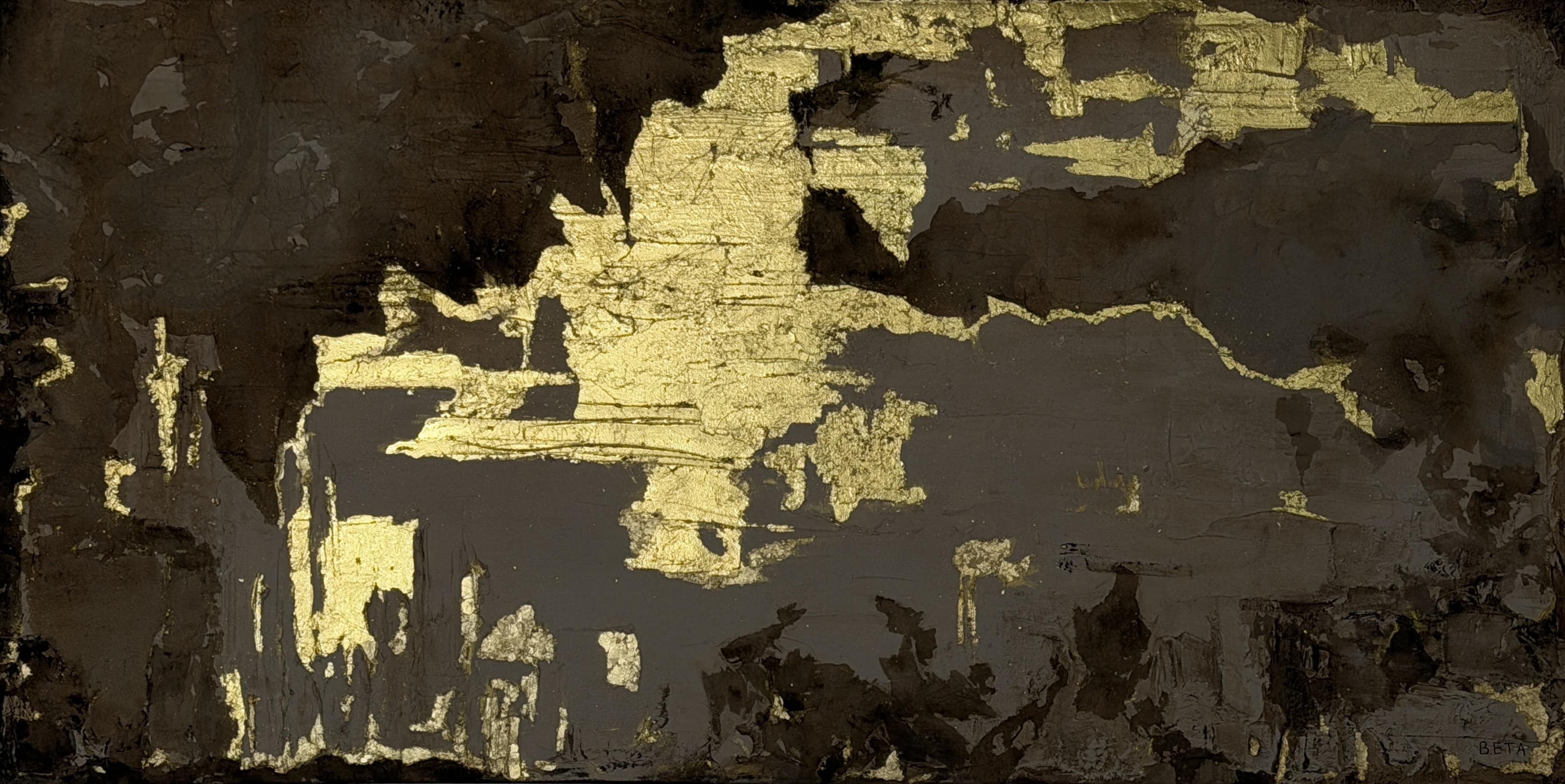 Abstract werk met goud van Beta Beatrise