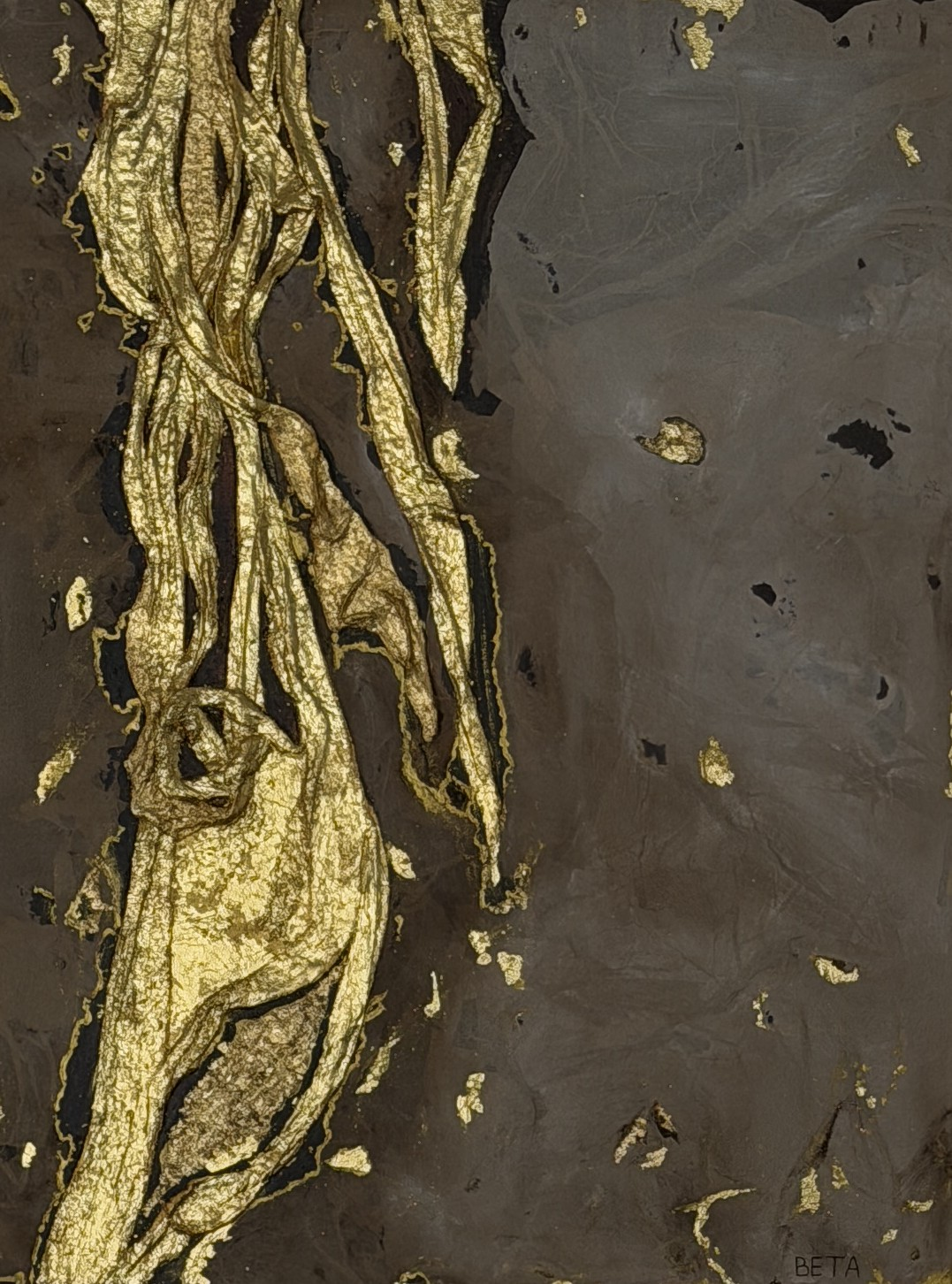 Abstract werk met goud van Beta Beatrise
